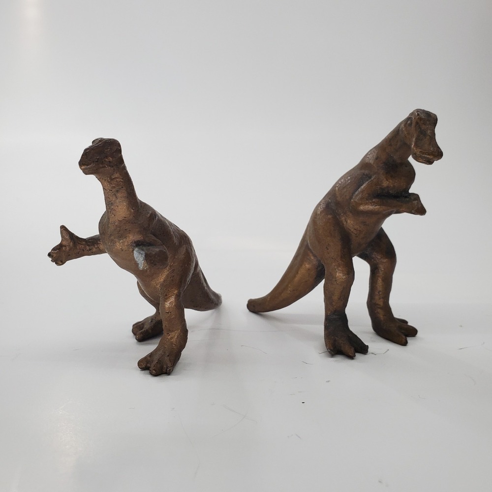 2 Alva Studios Iguanodon Dinosaur Figures Collectible Metal Rare 1950s *SEE PICS